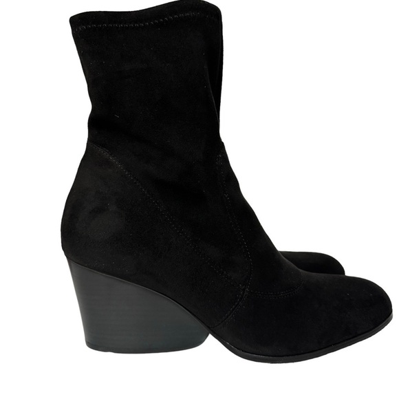 NEW Donald Plinar Pandra Black Stretch Suede Pull On Ankle Boots Booties Size 9 - Picture 8 of 14